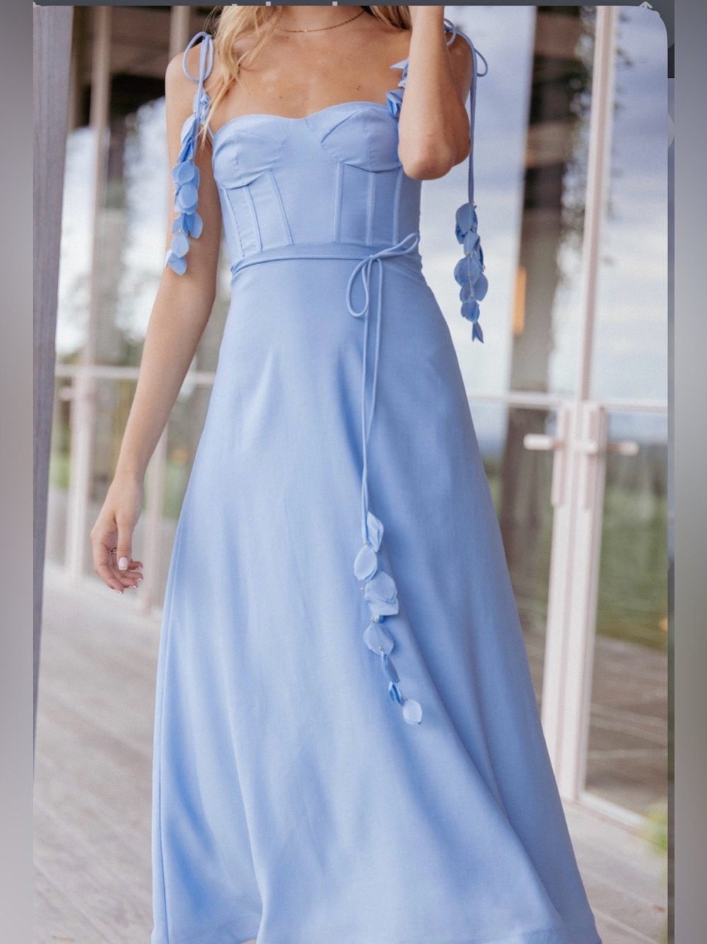 Petal & Pup Pale Blue Corset Della Midi Dress SIZE:SMALL - Picture 2 of 8